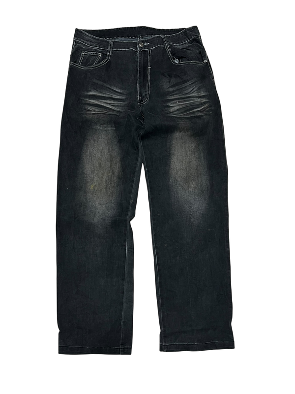 Japanese Denim Washed Baggy Jeans Embroidered