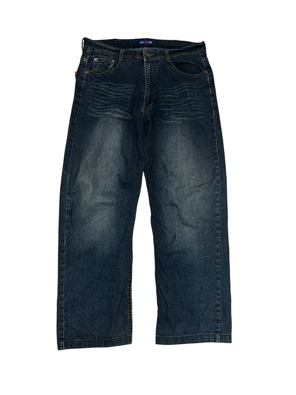 Japanese Denim Washed Baggy Jeans Embroidered Aoultom