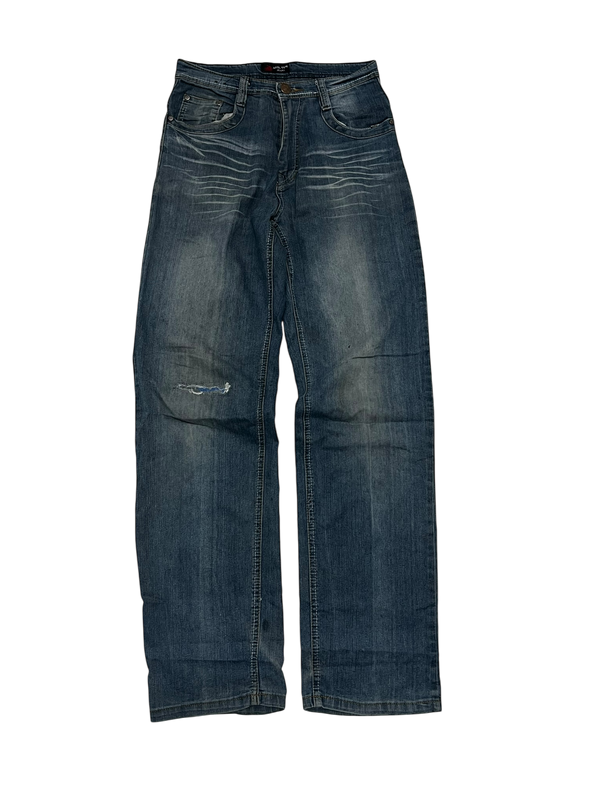 Japanese Denim Washed Baggy Jeans Embroidered Aoulton